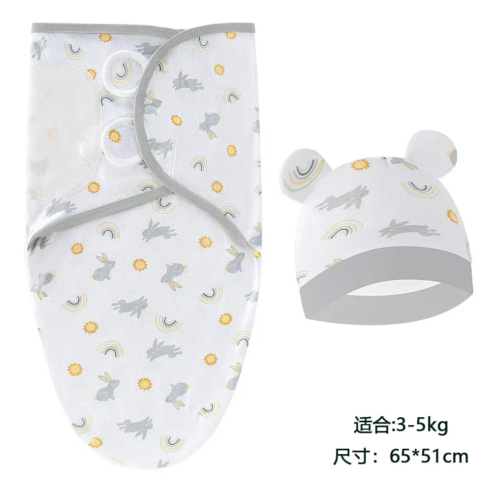 0-6m Baby Swaddle/Blanket and Hat Set