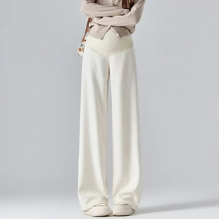 Maternity Wide Leg Pants - Elastic Waist Belly Support Trousers