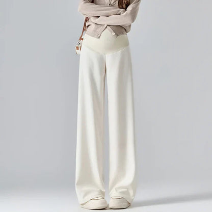Maternity Wide Leg Pants - Elastic Waist Belly Support Trousers