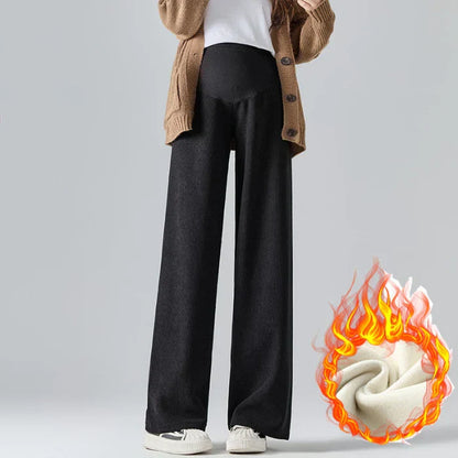 Maternity Wide Leg Pants - Elastic Waist Belly Support Trousers
