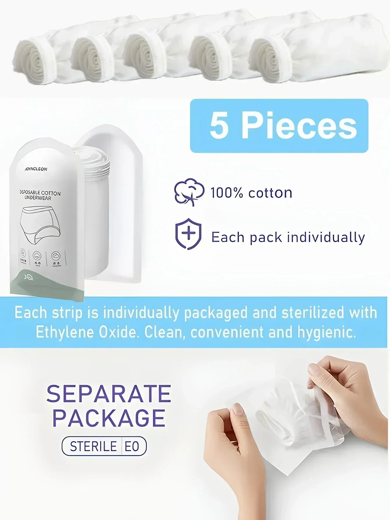 Premium Sterilized Leak-Proof Women's Disposable Underwear, 5-Piece Set