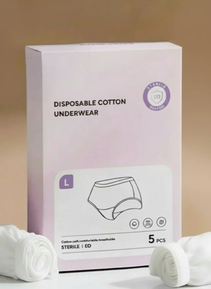 Premium Sterilized Leak-Proof Women's Disposable Underwear, 5-Piece Set