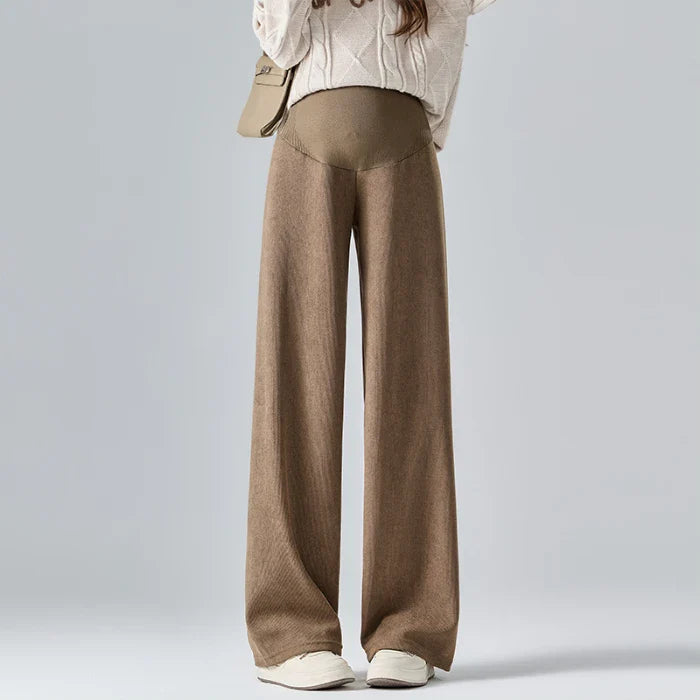 Maternity Wide Leg Pants - Elastic Waist Belly Support Trousers