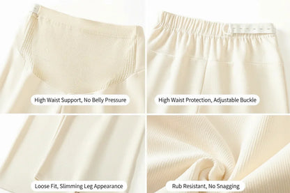 Maternity Wide Leg Pants - Elastic Waist Belly Support Trousers