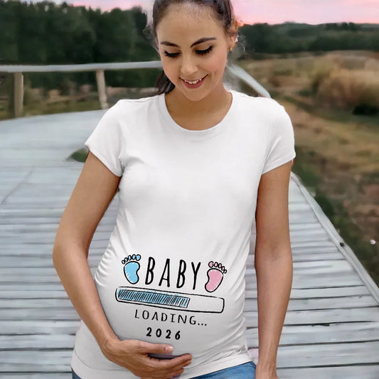 Gender Reveal Baby Loading 2026 Pregnancy Announcement T-Shirt - Maternity Tee for New Moms (Copy)