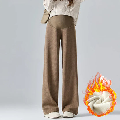 Maternity Wide Leg Pants - Elastic Waist Belly Support Trousers