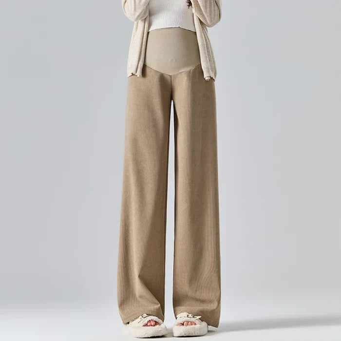 Maternity Wide Leg Pants - Elastic Waist Belly Support Trousers