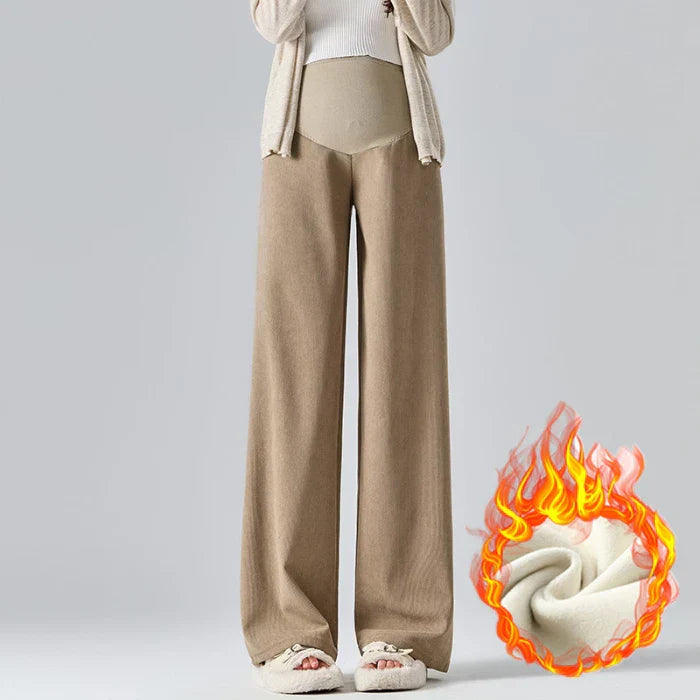 Maternity Wide Leg Pants - Elastic Waist Belly Support Trousers
