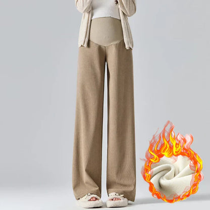 Maternity Wide Leg Pants - Elastic Waist Belly Support Trousers
