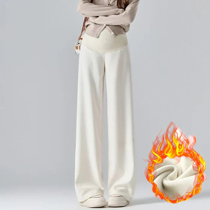 Maternity Wide Leg Pants - Elastic Waist Belly Support Trousers