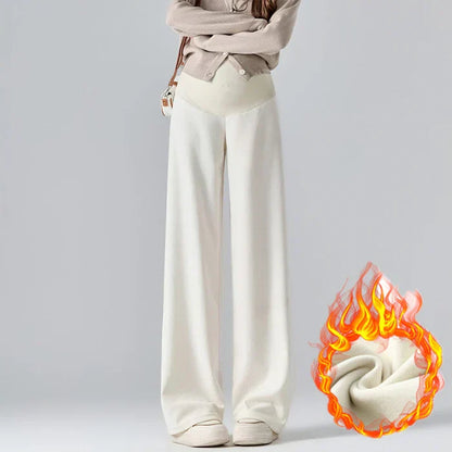 Maternity Wide Leg Pants - Elastic Waist Belly Support Trousers