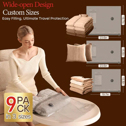 Suitcase Compression Set (9 Bags + Vacuum Pump)
