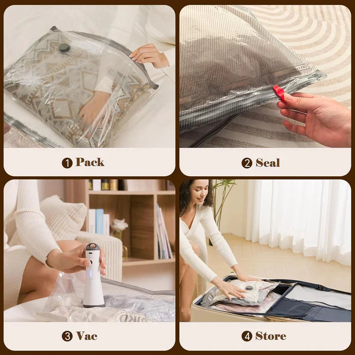 Suitcase Compression Set (9 Bags + Vacuum Pump)