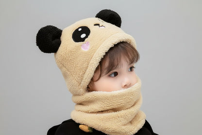 Baby Winter Hat and Scarf Set - Cute Animal Fleece Beanie with Neck Warmer
